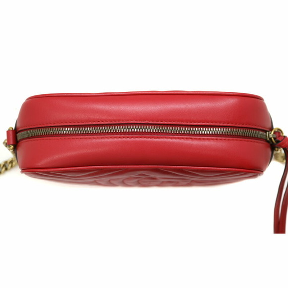 Gucci Marmont GG Shoulder Bag Red Quilting - Picture 6 of 9